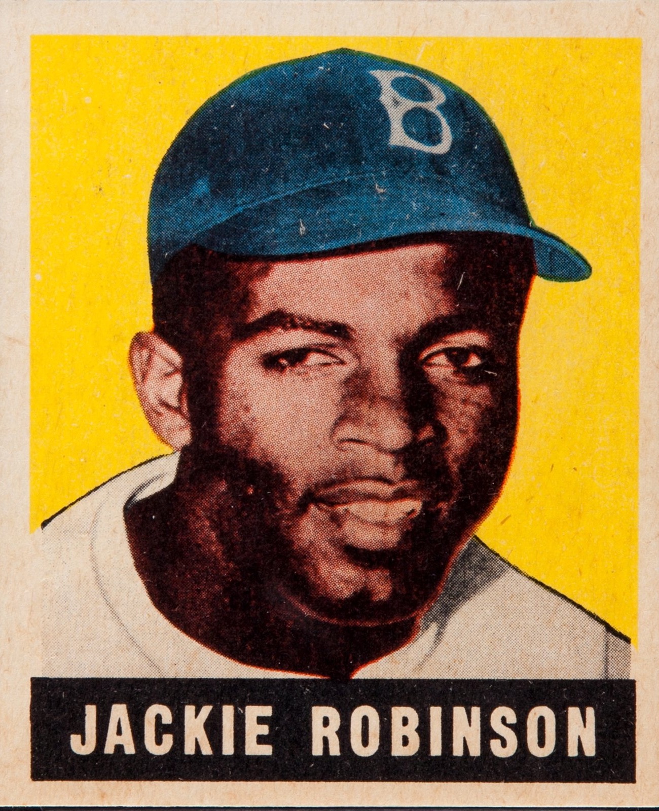A 1948 Leaf baseball card of Jackie Robinson