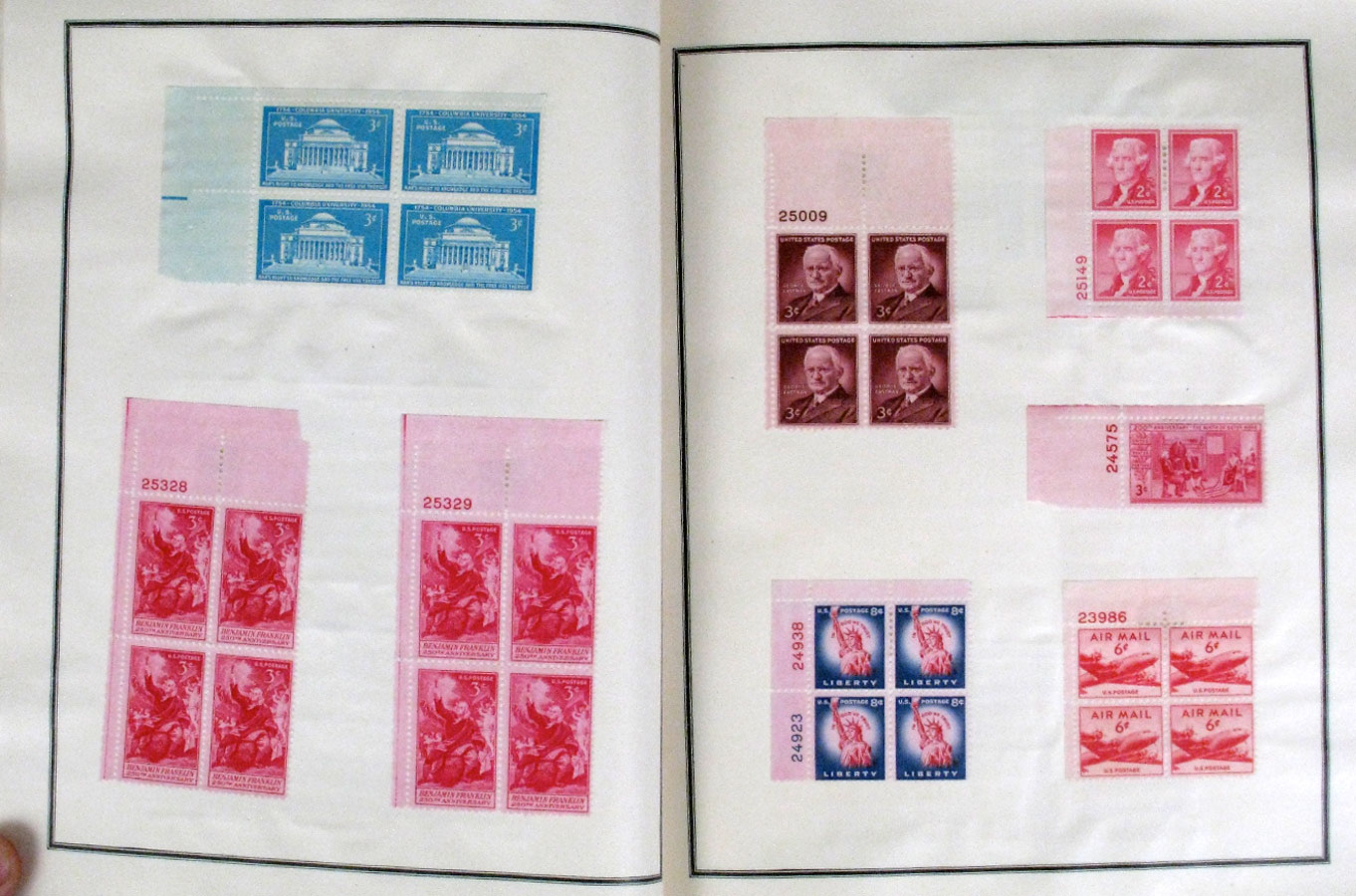 A page from a vintage United States stamp album